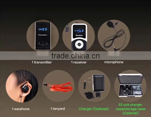 YMG-100 The smallest lightest thinnest 80M 15 hours Wireless Tour Guide System