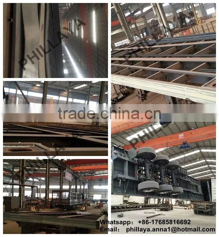 good factory3 Axles drop deck flat bed semi trailer for transport container trailer