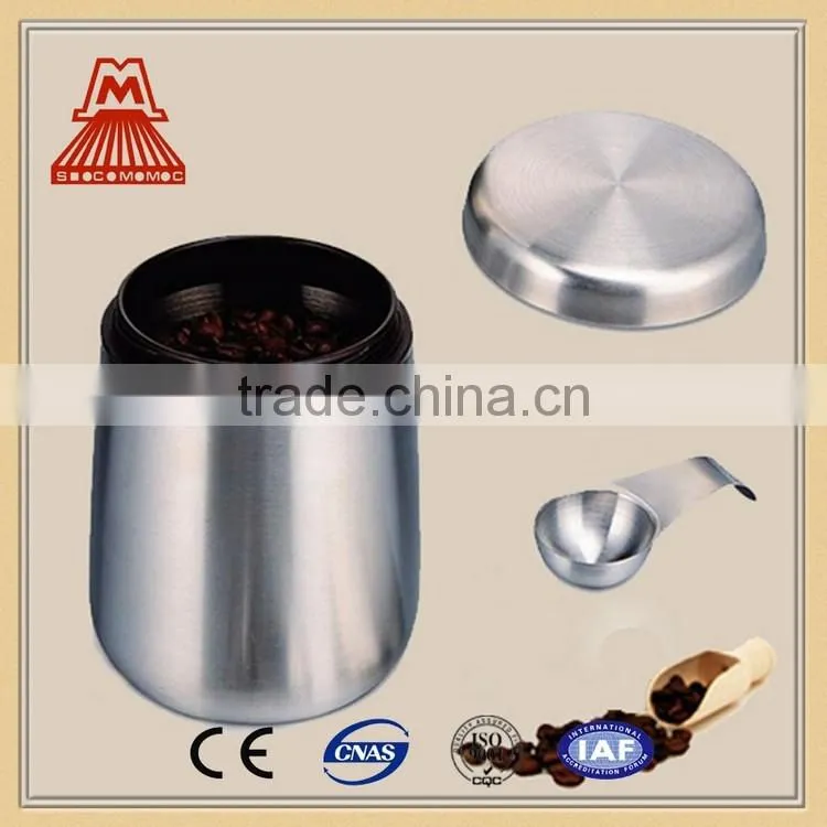 STAINLESS STEEL HOME COFFEE CANISTER /FOOD STORAGE CONTAINER WITH MAGNET LID AND SCOOP