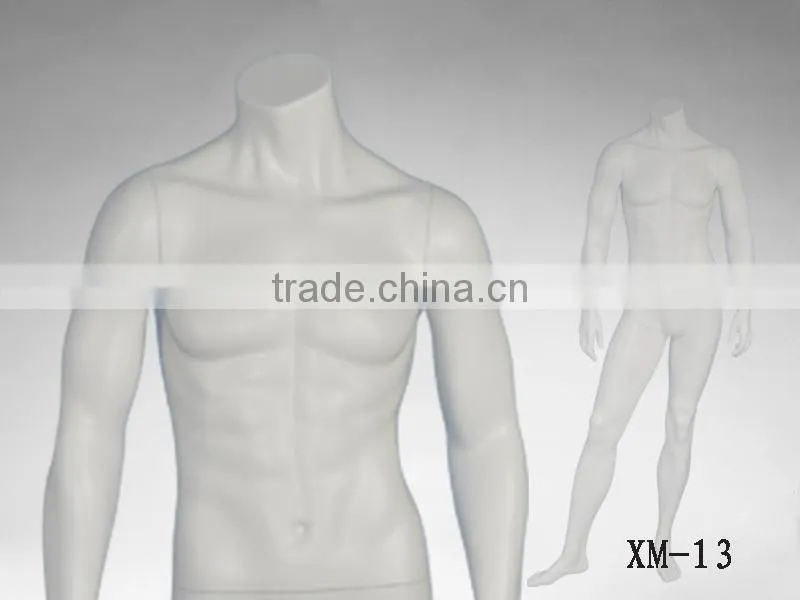 Fiberglass headless nude male mannequin for display
