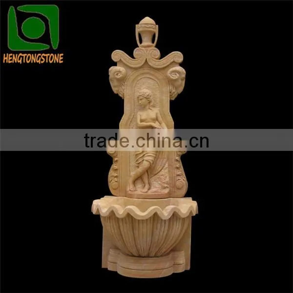 Garden Marble Water Wall Fountains with Nude Lady Statue