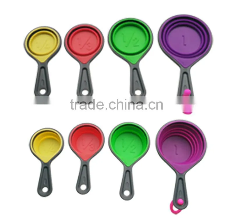 Top selling folded collapsible silicone measuring cup,measuring tools