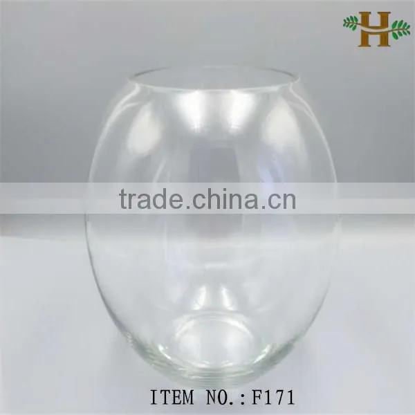 handblown clear round bowl glass vases for flower arrangements
