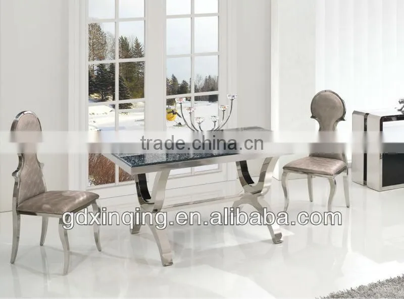 TH365 Hot Sale modern cheap stainless steel dining table with glass