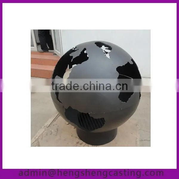 Large Spherical Outdoor Decorated steel firepit sphere