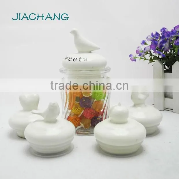 small colored nice glass lid glass cookie candy jar for wedding gift