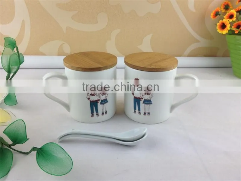 ceramic double mugs with spoon