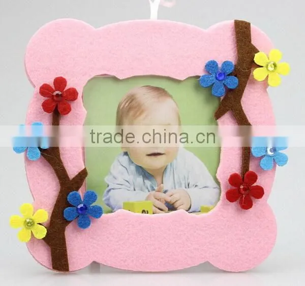 hot best selling new products custom beautiful flowers decor craft felt fabric love 3d digital picture photo frame family tree