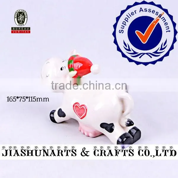 Cute Christmas Love Heart Cow Ceramic Zoo Animal Decorations