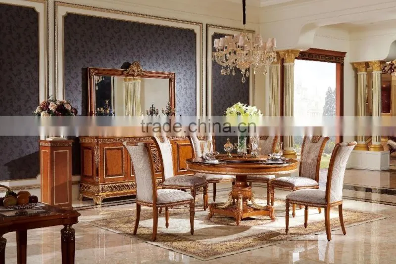 YB62 Royal Antique French Style Spoon Back Dining Chair Wooden Arm Chair /Luxury Hand Carved Wood Frame Fabric Dining Chair