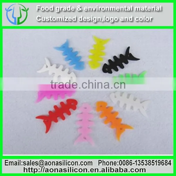 Dongguan factory Wholesale rainbow silicone fish bone wire cable organizer