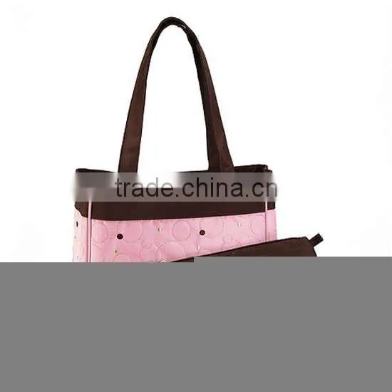 Microfiber Brown Blue Diaper Bag