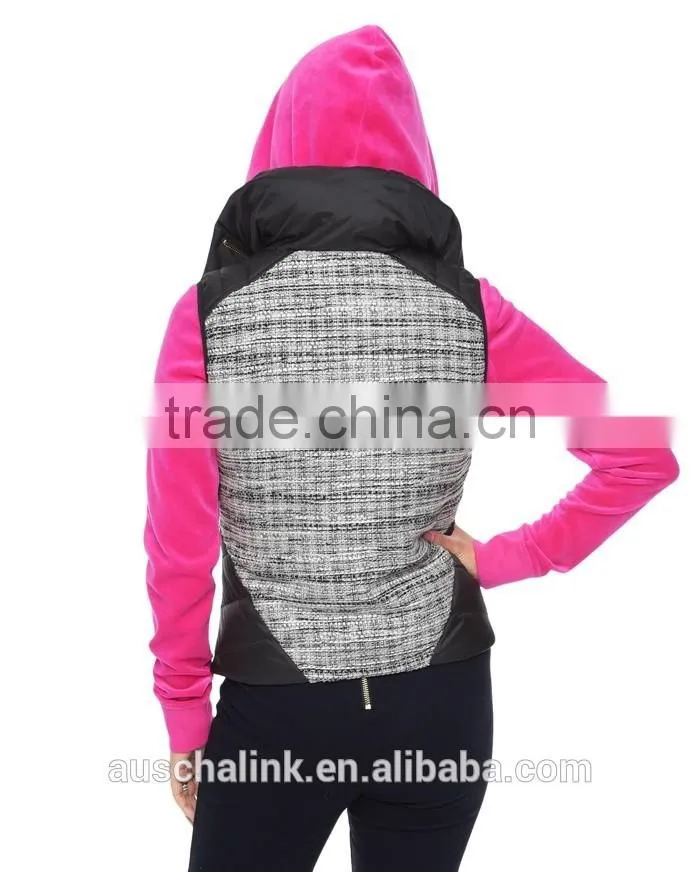 2016 hot sale girls curved front hem quilted puffer vest