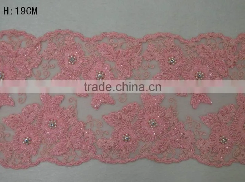 2017 fancy george lace indian embroidered beaded lace trim border