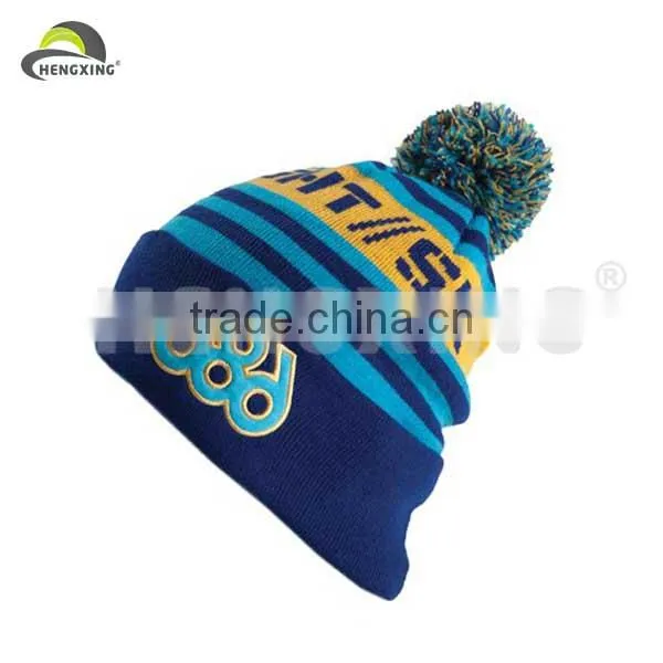 Custom made stylish pompom embroidered beanie hat