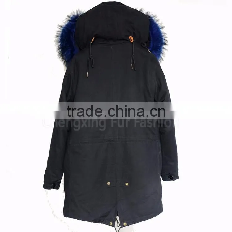 CX-G-P-12C 2017 New Real Fox Fur Lining Fur Parka with raccoon Fur Trim