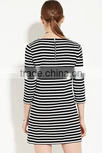 Classic stripes straight 7 minutes of sleeve dress