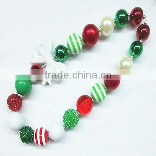 Christmas Baby Bubblegum Beaded Necklace