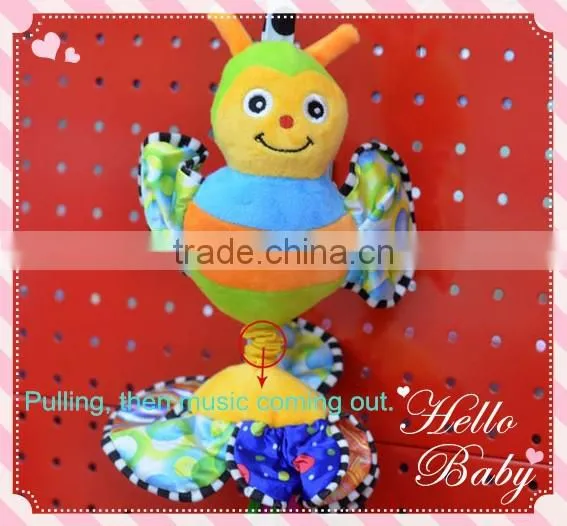 Colorful bee+flower pulling musical Plush toys baby educational stuffed & plush toy baby gift