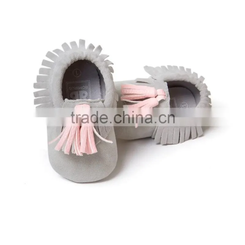 PU baby moccasins with tassels, tassel baby moccasin