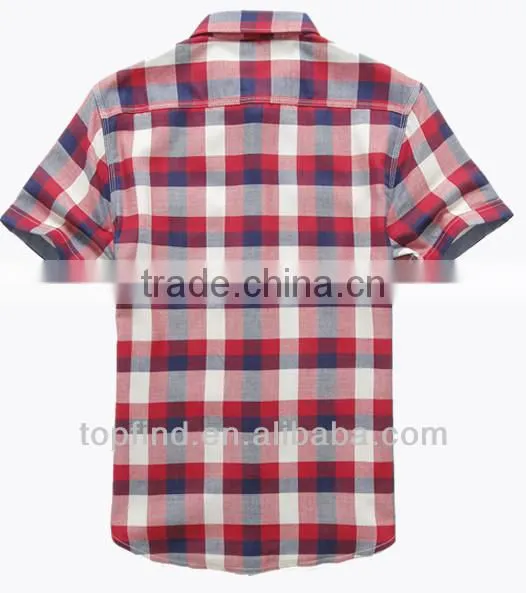 100% cotton fashion latest casual plaid style Short Sleeve Shirt for Men