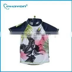 < OEM Service>Kids conservative one-piece rash guard surfing with short sleeves