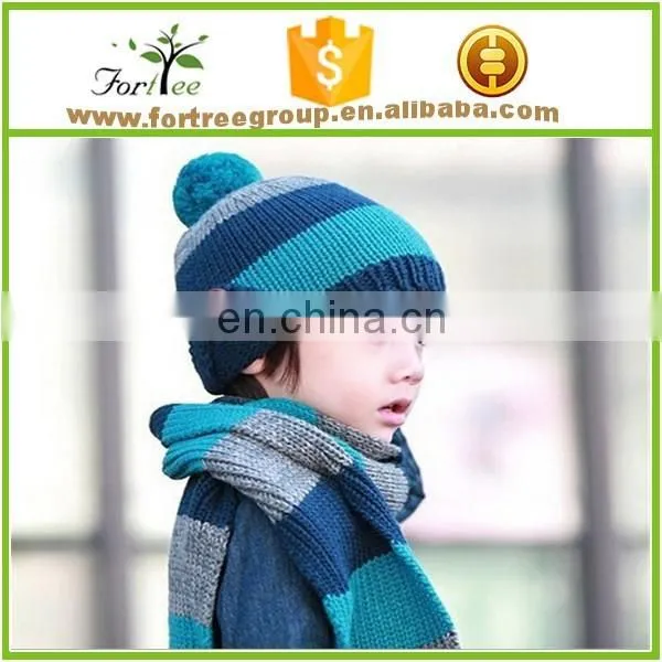 kids funny cable knitted hat scarf sets