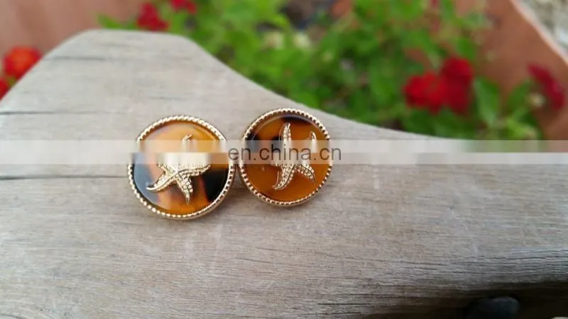 Summer seahorse starfish and anchor tortoise shell stud earrings