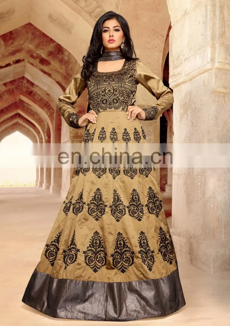 Peach Colored Georgette Anarkali Suit.