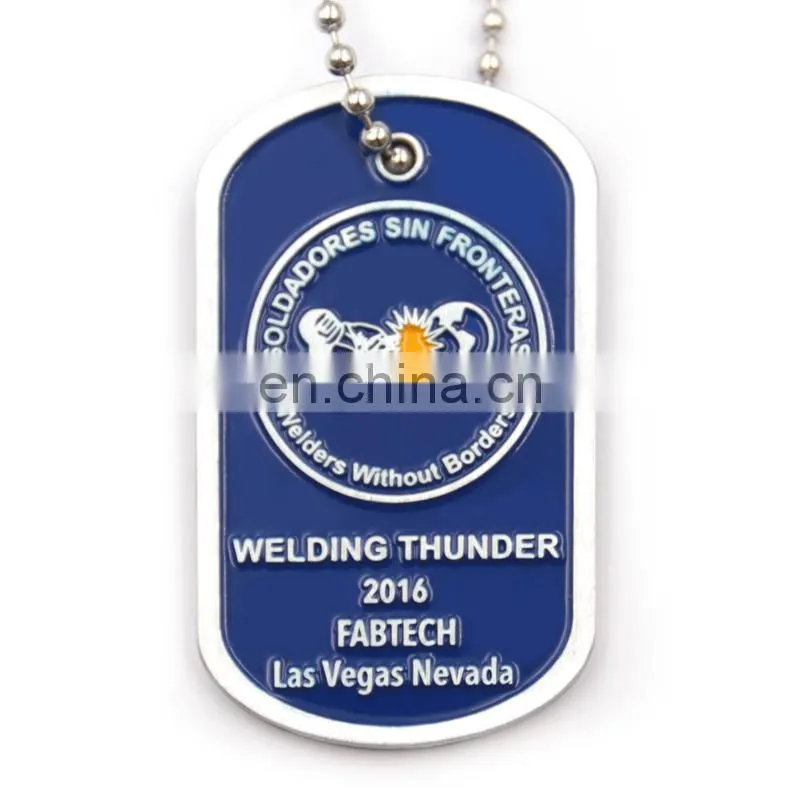 Silver finish aluminum engrave your own logo dog tag pendant