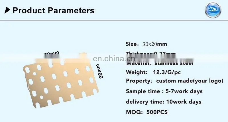 factory special offer customized etching metal plate square for coffee machine