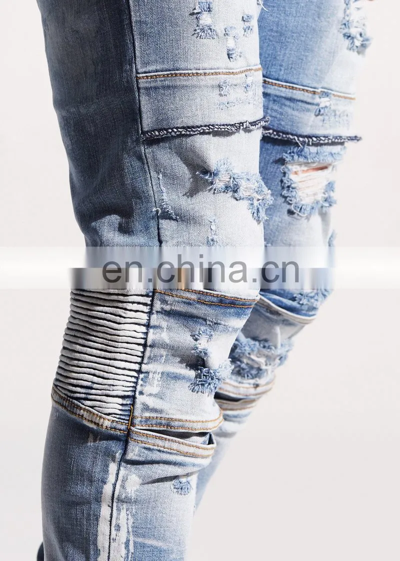 DiZNEW WHOLESALE BIKER DENIM OEM MENS JEANS SKINNY FOR MEN