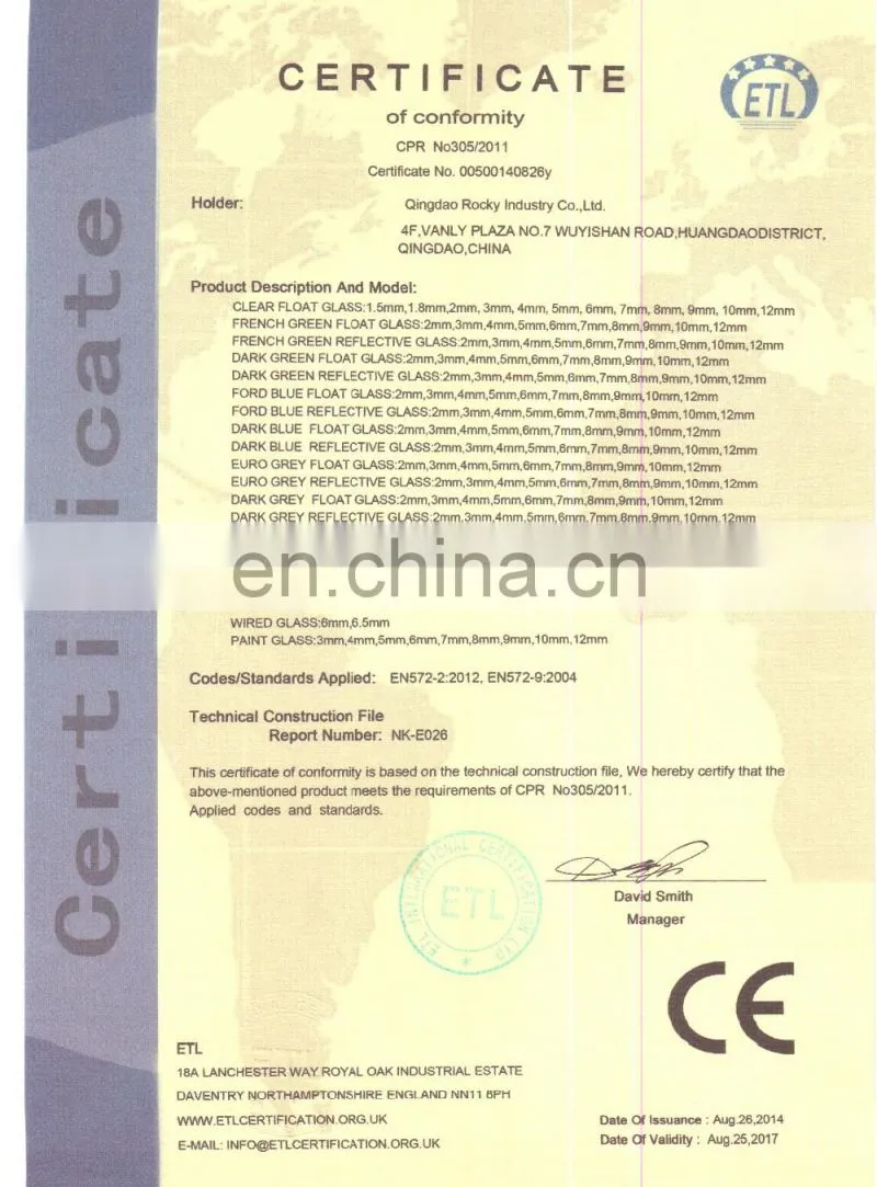 8mm light green float glass ,EN572.2 ,EUROPEAN STANDARD
