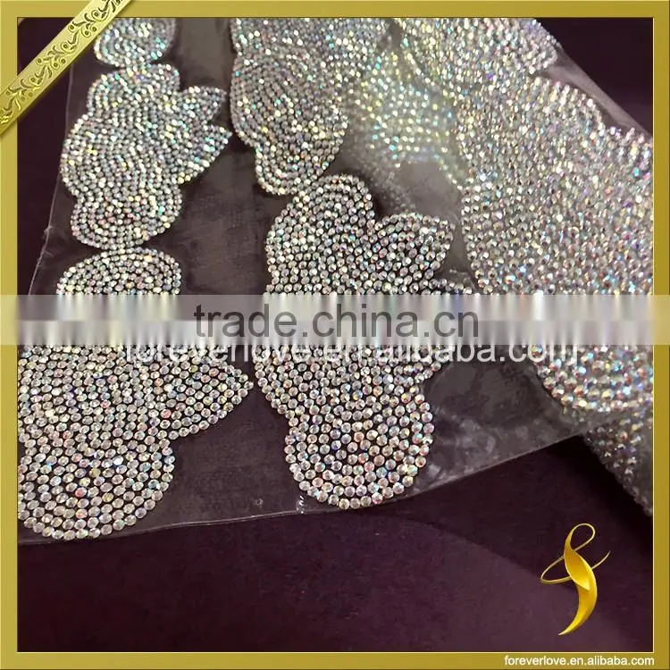 AB crystal trimming rhinestone hotfix mesh for wedding dress FRM-236