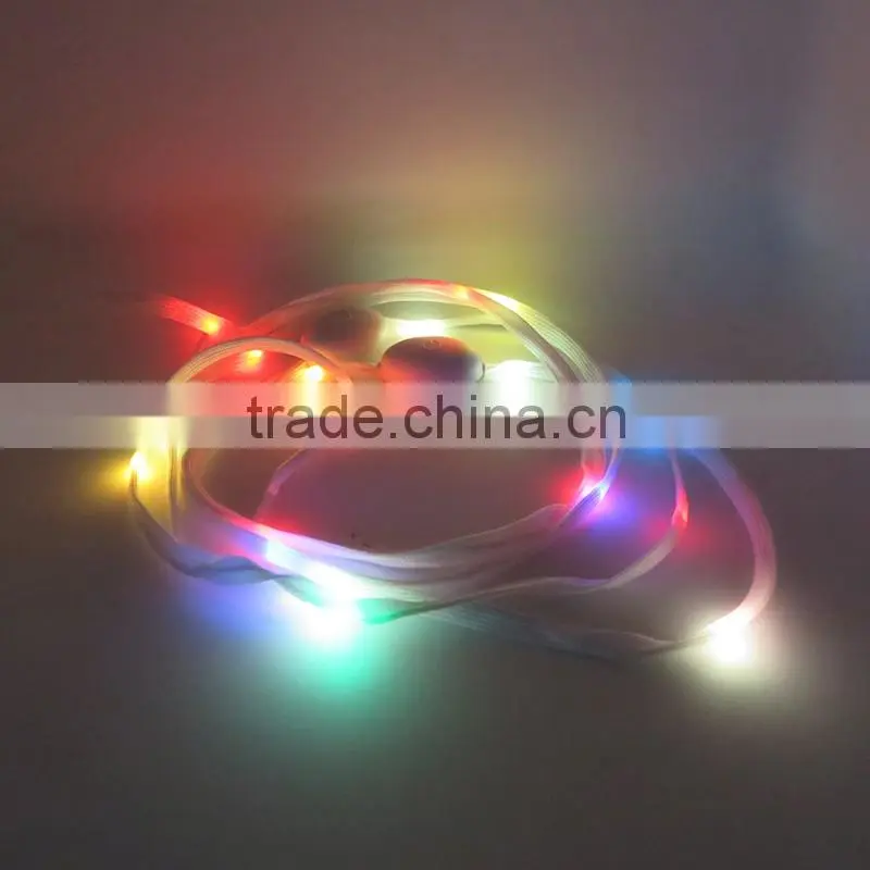 2016 Hot sale fashion LED light shoestring/colorful LED shoelace for party