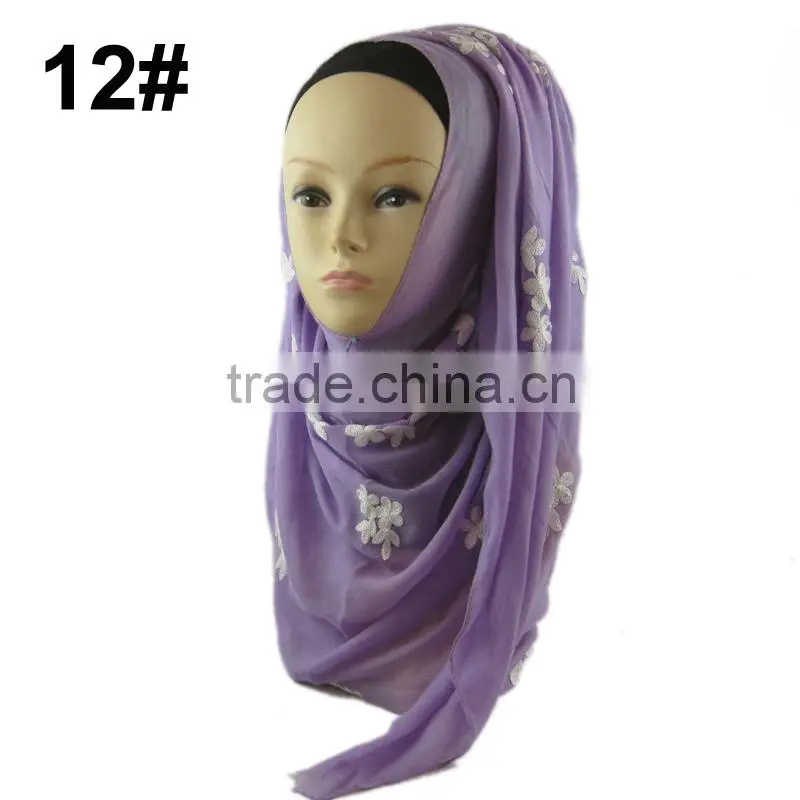 Fashion viscose 180*70cm embroid muslim LONG scarf islamic HEADSCARF