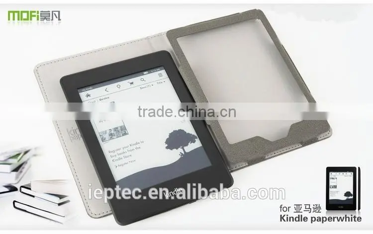 MOFi Wholesale Waterproof Leather Flip Case Cover for Amazon Kindle Paperwhite