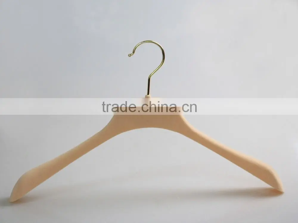 high quality plastic suit hanger velvet hanger with golden clips