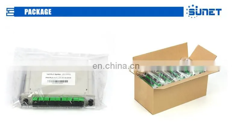 Telecom Grade PLC Splitter 1x8 PLC 1 x 2 Fiber Optic Splitter Cassette Type With SC/APC SC/UPC Connector