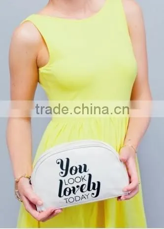 You Look Lovely design has been printed big and bold in black cosmetic bag