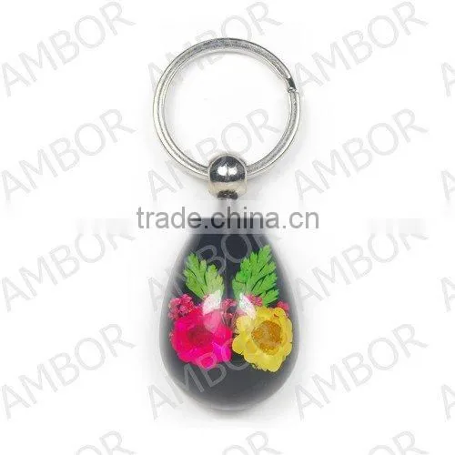 wholesale real flower and insect keychain promotional