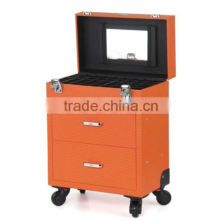 Hot sales orange hairdresser trolley makeup professional case for dresser