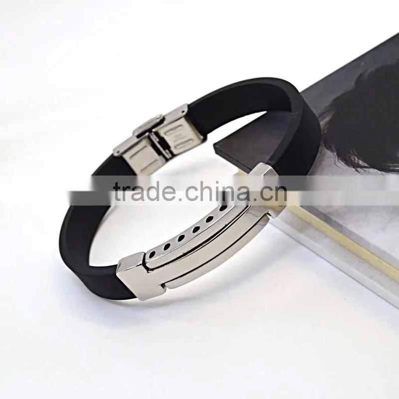 Customize new products 2016 IP plate color silicone bracelet with logo