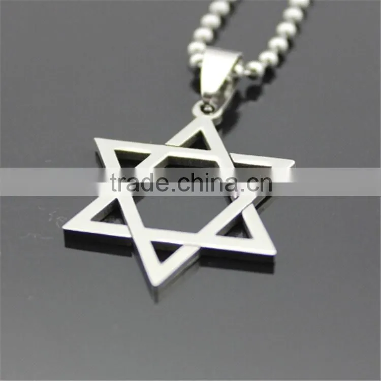Wholesale stainless steel hexagram six point star pendant necklace