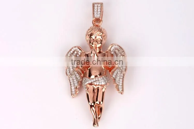 2015 hot sell gold diamond angel meaningful pendant necklace