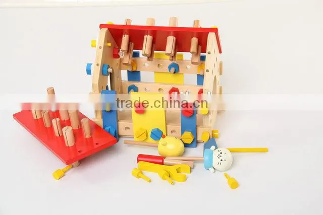 Children small toy wooden screw house