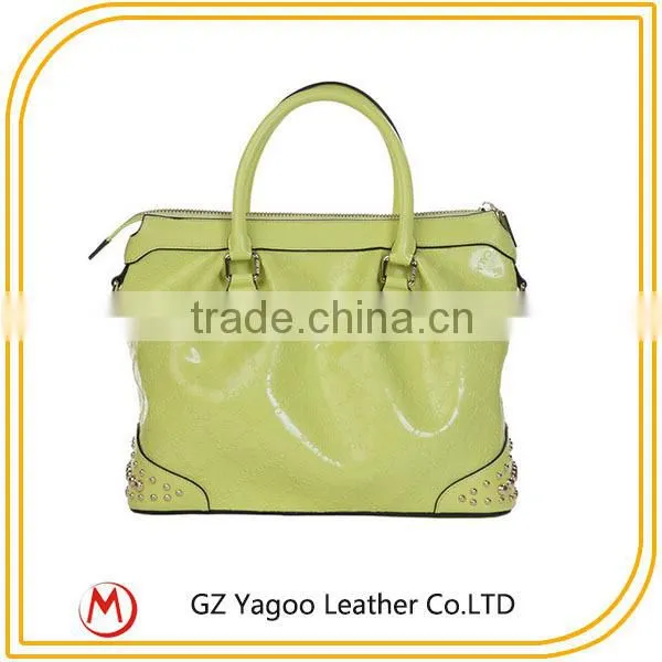 HIGH quality women leather tote rivet bag guangzhou handbag factory