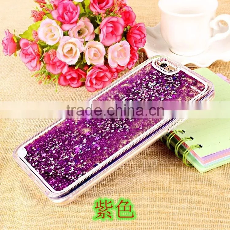 Glitter Bling Stars Liquid Novelty Colourful Tpu Phone Case For apple iphone 6 6s plus