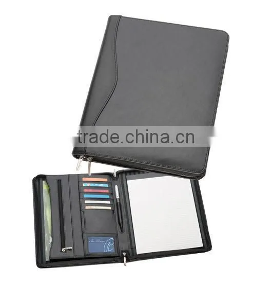 A4 Leather Executive Ring Binder With Notepad Holder