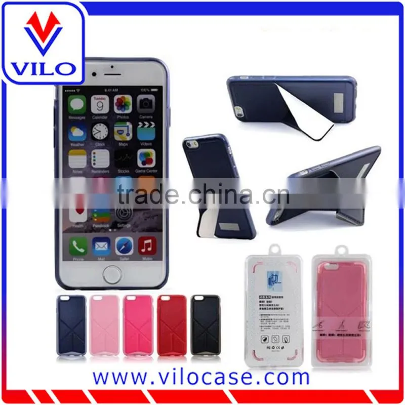 factory wholesales Utra slim tpu with leather kickstand mobile phone case for iphone 6